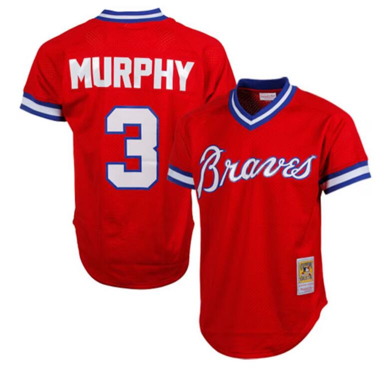 Men's Atlanta Braves #3 Dale Murphy Red Mitchell & Ness Stitched Jersey